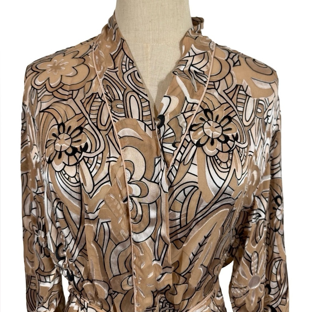 Nk Imode Silk Blend Velvet Burnout Floral Luxurious Long Robe — image 3 of 8